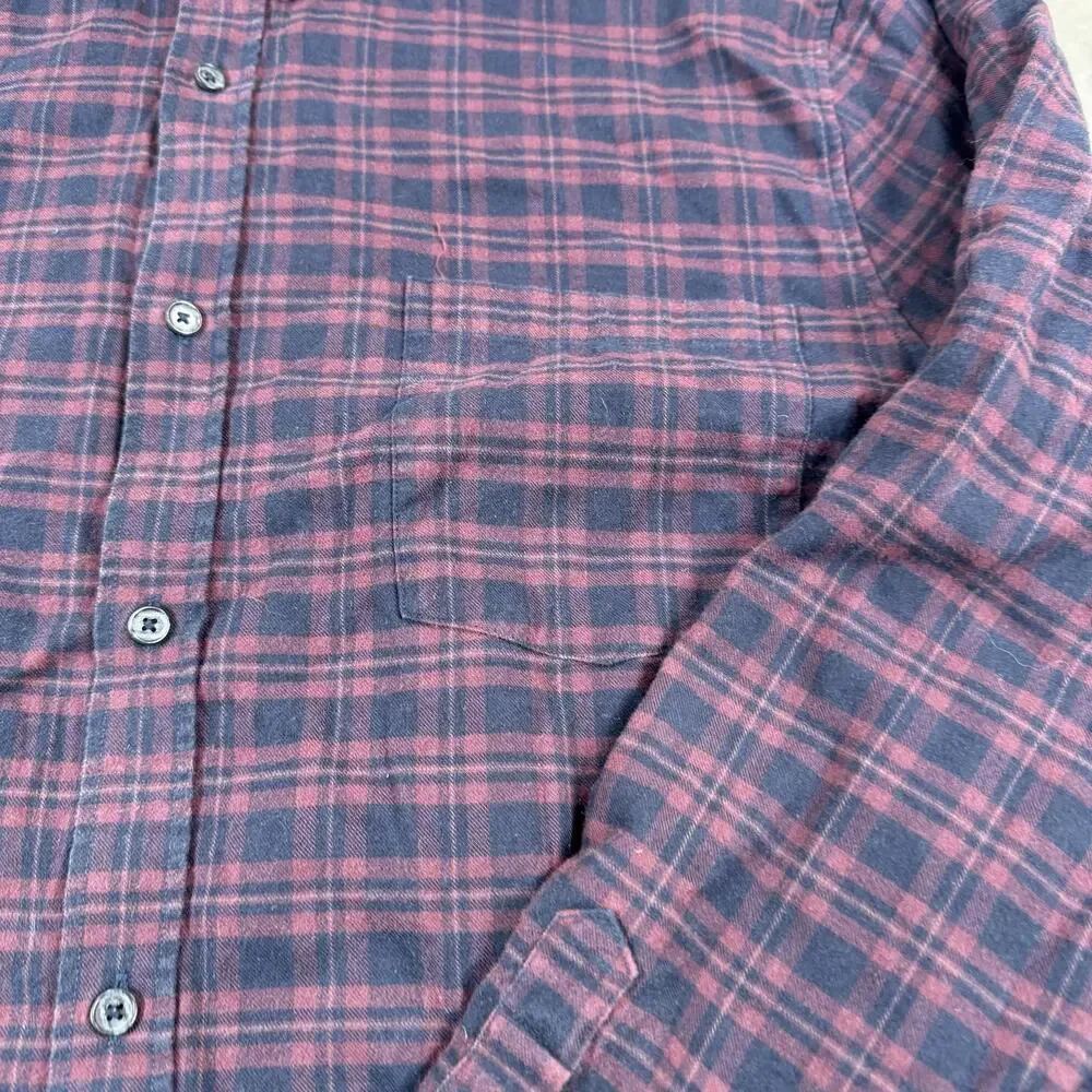Vince Shirt Mens Size 2XL Red Plaid Flannel Classic Fit Long Sleeve Button Up